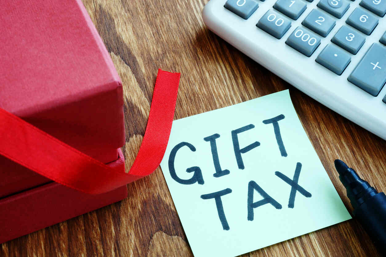 gift, calculator and gift board on the table